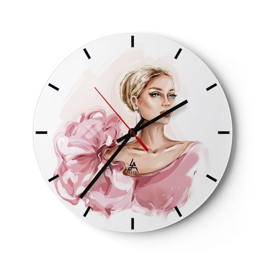 Zegar ścienny - Jak  malowana… - 40x40cm - Kobieta Moda Grafika - Okrągły zegar ścienny - Nowoczeny Stylowy Zegar do salonu do kuchni - Cichy i Modny zegar ARTTOR