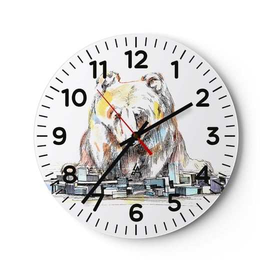 Zegar ścienny - Jak można tak żyć? - 30x30cm - Zwierzęta Niedźwiedź Grafika - Okrągły zegar ścienny - Nowoczeny Stylowy Zegar do salonu do kuchni - Cichy i Modny zegar ARTTOR