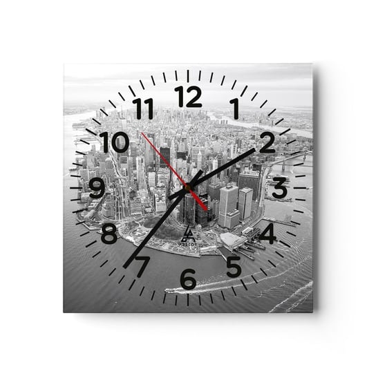 Zegar ścienny - Jak nie pokochać? - 40x40cm - Nowy Jork Krajobraz Architektura - Kwadratowy zegar szklany - Nowoczeny Stylowy Zegar do salonu do kuchni - Cichy i Modny zegar ARTTOR