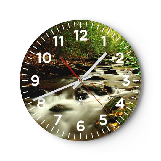 Zegar ścienny - Jak płynne srebro - 30x30cm - Las Krajobraz Natura - Okrągły zegar ścienny - Nowoczeny Stylowy Zegar do salonu do kuchni - Cichy i Modny zegar ARTTOR