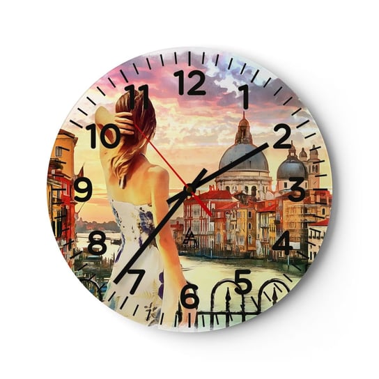 Zegar ścienny - Jak przygoda to tylko w … - 30x30cm - Miasto Wenecja Architektura - Okrągły zegar ścienny - Nowoczeny Stylowy Zegar do salonu do kuchni - Cichy i Modny zegar ARTTOR