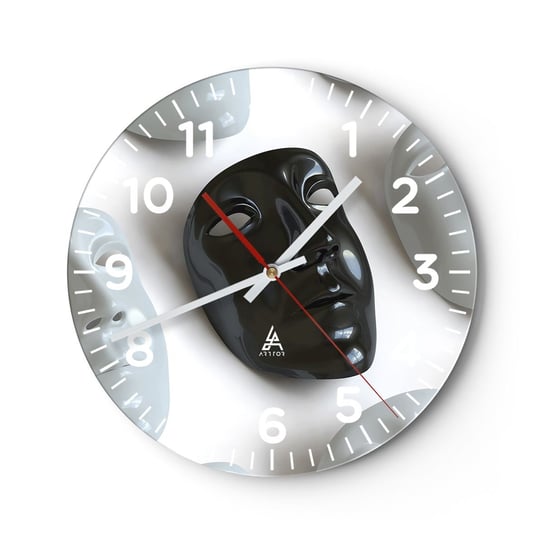 Zegar ścienny - Jak się wyróżnić? - 30x30cm - Sztuka Maska Wenecka Czarno-Białe - Okrągły zegar ścienny - Nowoczeny Stylowy Zegar do salonu do kuchni - Cichy i Modny zegar ARTTOR