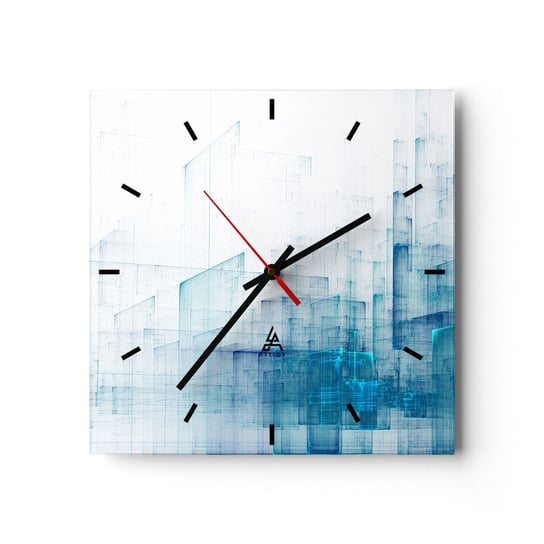 Zegar ścienny - Jak stała się przestrzeń - 30x30cm - 3D Abstrakcja Technologia - Kwadratowy zegar na szkle - Nowoczeny Stylowy Zegar do salonu do kuchni - Cichy i Modny zegar ARTTOR