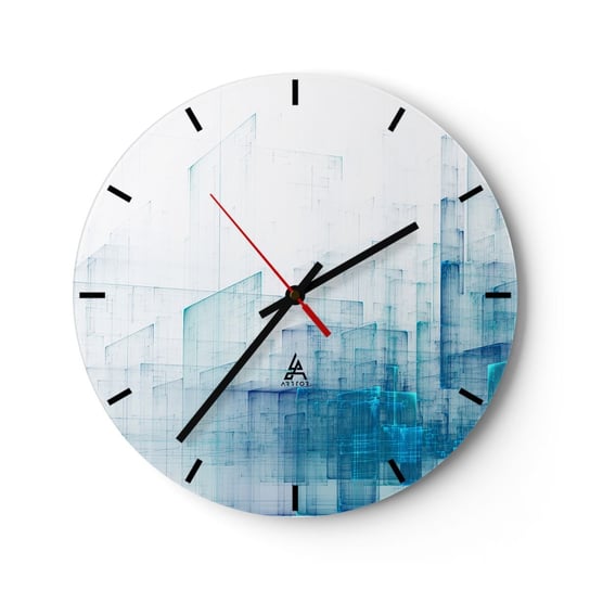 Zegar ścienny - Jak stała się przestrzeń - 30x30cm - 3D Abstrakcja Technologia - Okrągły zegar na szkle - Nowoczeny Stylowy Zegar do salonu do kuchni - Cichy i Modny zegar ARTTOR