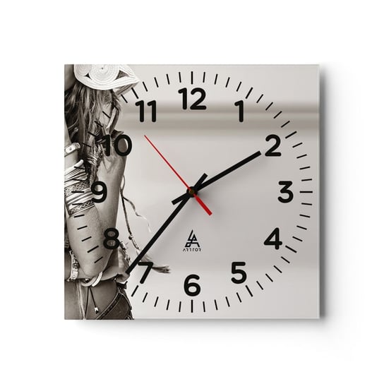 Zegar ścienny - Jak to dziewczyna - 30x30cm - Kobieta Boho Vintage - Kwadratowy zegar ścienny - Nowoczeny Stylowy Zegar do salonu do kuchni - Cichy i Modny zegar ARTTOR