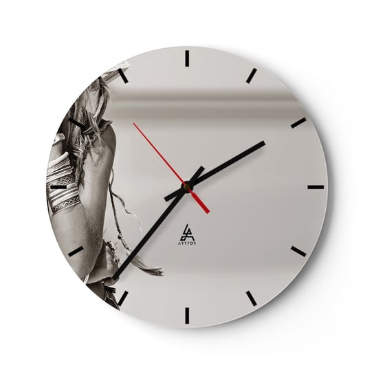 Zegar ścienny - Jak to dziewczyna - 30x30cm - Kobieta Boho Vintage - Okrągły zegar na szkle - Nowoczeny Stylowy Zegar do salonu do kuchni - Cichy i Modny zegar ARTTOR
