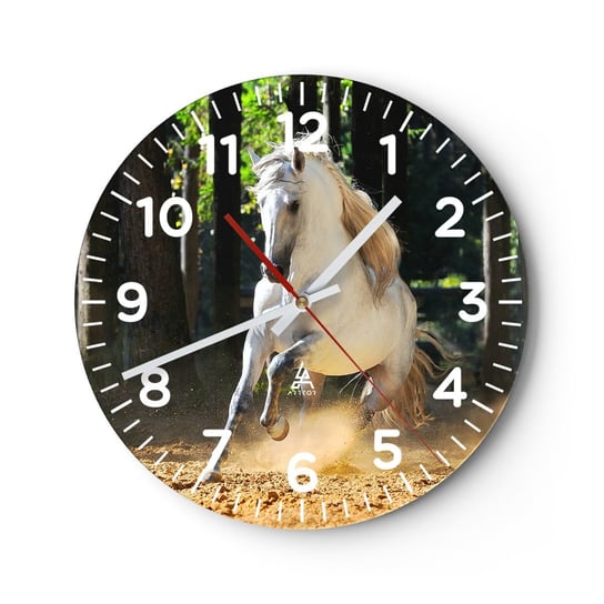 Zegar ścienny - Jak z powieści fantasy - 30x30cm - Zwierzęta Koń Krajobraz - Okrągły zegar ścienny - Nowoczeny Stylowy Zegar do salonu do kuchni - Cichy i Modny zegar ARTTOR