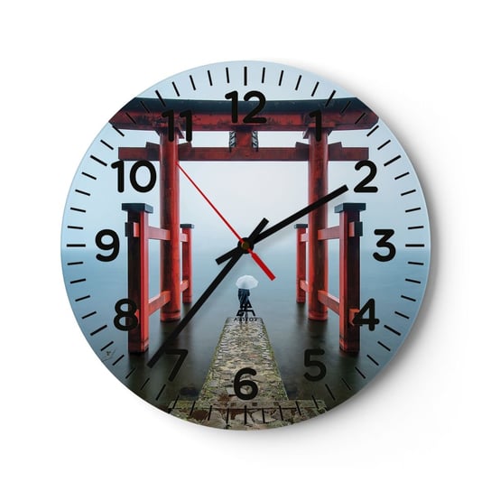 Zegar ścienny - Japońska zaduma - 30x30cm - Azja Świątynia Hakone Japonia - Okrągły zegar ścienny - Nowoczeny Stylowy Zegar do salonu do kuchni - Cichy i Modny zegar ARTTOR