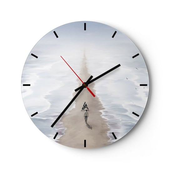 Zegar ścienny - Jasna przyszłość - 30x30cm - Morze Jasny Plaża - Okrągły zegar na szkle - Nowoczeny Stylowy Zegar do salonu do kuchni - Cichy i Modny zegar ARTTOR