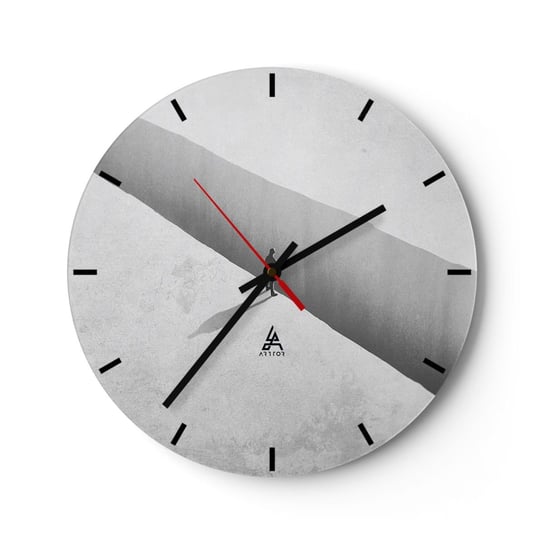 Zegar ścienny - Jasny cel - 30x30cm - Przepaść Minimalizm Człowiek - Okrągły zegar na szkle - Nowoczeny Stylowy Zegar do salonu do kuchni - Cichy i Modny zegar ARTTOR