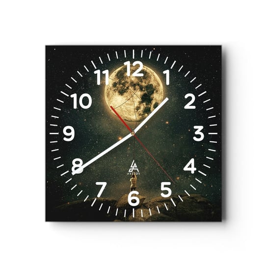 Zegar ścienny - Jeden taki, co ukradł Księżyc - 30x30cm - Księżyc Gwiazdy Fantazja - Kwadratowy zegar ścienny - Nowoczeny Stylowy Zegar do salonu do kuchni - Cichy i Modny zegar ARTTOR