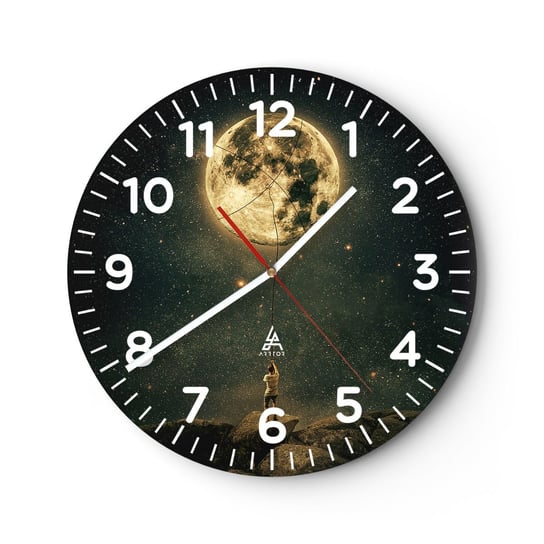 Zegar ścienny - Jeden taki, co ukradł Księżyc - 30x30cm - Księżyc Gwiazdy Fantazja - Okrągły zegar ścienny - Nowoczeny Stylowy Zegar do salonu do kuchni - Cichy i Modny zegar ARTTOR