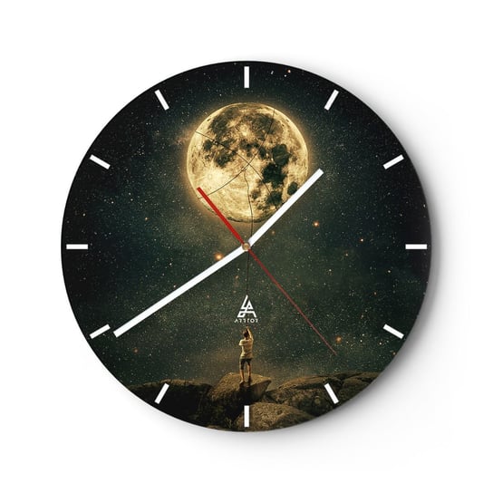 Zegar ścienny - Jeden taki, co ukradł Księżyc - 40x40cm - Księżyc Gwiazdy Fantazja - Okrągły zegar ścienny - Nowoczeny Stylowy Zegar do salonu do kuchni - Cichy i Modny zegar ARTTOR