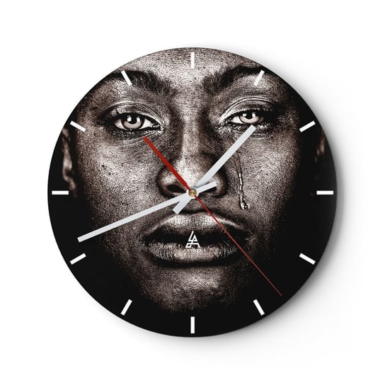Zegar ścienny - Jedna łza - 30x30cm - Twarz Kobiety Portret Kobiety Afryka - Okrągły zegar na szkle - Nowoczeny Stylowy Zegar do salonu do kuchni - Cichy i Modny zegar ARTTOR