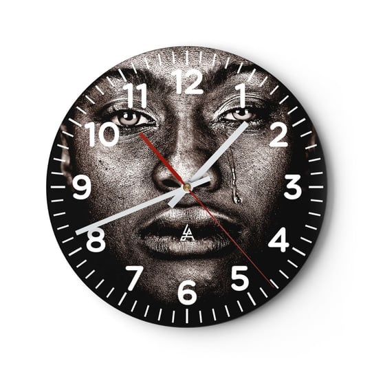 Zegar ścienny - Jedna łza - 30x30cm - Twarz Kobiety Portret Kobiety Afryka - Okrągły zegar ścienny - Nowoczeny Stylowy Zegar do salonu do kuchni - Cichy i Modny zegar ARTTOR