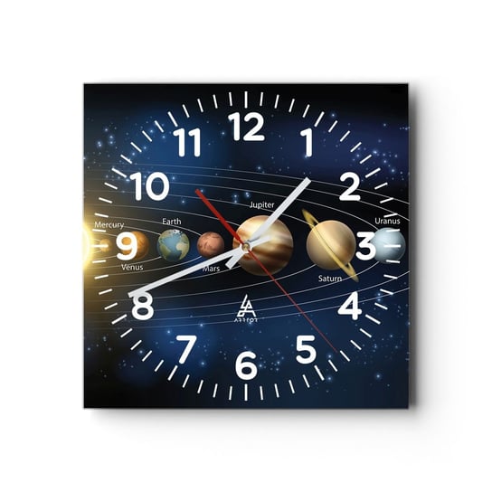 Zegar ścienny - Jedna z dziesięciu - 30x30cm - Kosmos Galaktyka Układ Słoneczny - Kwadratowy zegar ścienny - Nowoczeny Stylowy Zegar do salonu do kuchni - Cichy i Modny zegar ARTTOR