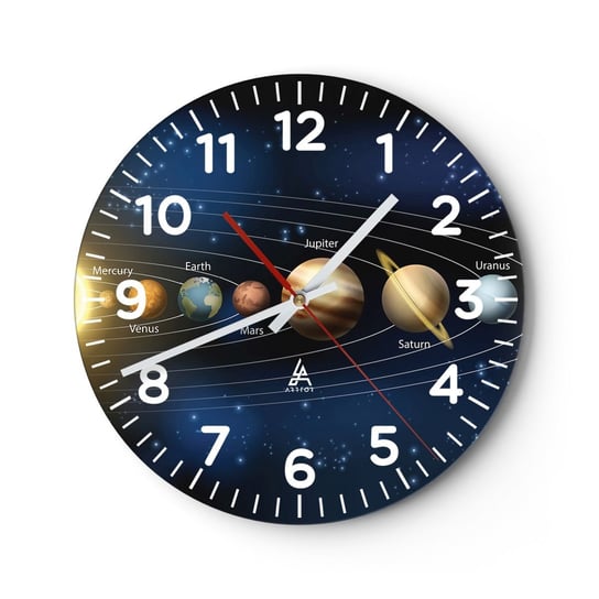 Zegar ścienny - Jedna z dziesięciu - 30x30cm - Kosmos Galaktyka Układ Słoneczny - Okrągły zegar ścienny - Nowoczeny Stylowy Zegar do salonu do kuchni - Cichy i Modny zegar ARTTOR