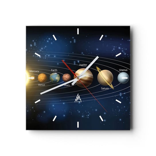 Zegar ścienny - Jedna z dziesięciu - 40x40cm - Kosmos Galaktyka Układ Słoneczny - Kwadratowy zegar ścienny - Nowoczeny Stylowy Zegar do salonu do kuchni - Cichy i Modny zegar ARTTOR