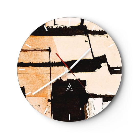 Zegar ścienny - Jednak porządek - 30x30cm - Abstrakcja Sztuka Malowidło - Okrągły zegar na szkle - Nowoczeny Stylowy Zegar do salonu do kuchni - Cichy i Modny zegar ARTTOR