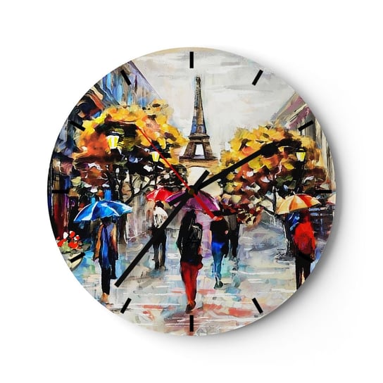 Zegar ścienny - Jesienią szczególnie piękny - 40x40cm - Miasto Paryż Wieża Eiffla - Okrągły zegar ścienny - Nowoczeny Stylowy Zegar do salonu do kuchni - Cichy i Modny zegar ARTTOR