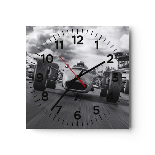 Zegar ścienny - Jest moc! - 30x30cm - Formuła 1 Pojazd Wyścig - Kwadratowy zegar ścienny - Nowoczeny Stylowy Zegar do salonu do kuchni - Cichy i Modny zegar ARTTOR