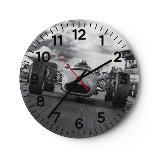 Zegar ścienny - Jest moc! - 30x30cm - Formuła 1 Pojazd Wyścig - Okrągły zegar ścienny - Nowoczeny Stylowy Zegar do salonu do kuchni - Cichy i Modny zegar ARTTOR