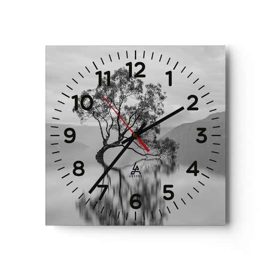 Zegar ścienny - Jest taki kraj - 30x30cm - Krajobraz Jezioro Drzewo - Kwadratowy zegar ścienny - Nowoczeny Stylowy Zegar do salonu do kuchni - Cichy i Modny zegar ARTTOR