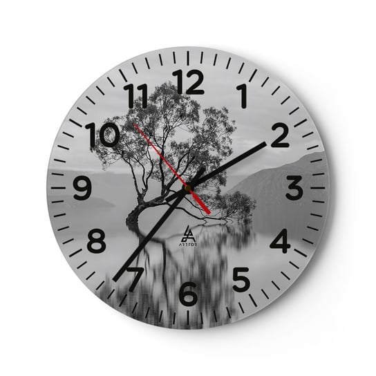 Zegar ścienny - Jest taki kraj - 30x30cm - Krajobraz Jezioro Drzewo - Okrągły zegar ścienny - Nowoczeny Stylowy Zegar do salonu do kuchni - Cichy i Modny zegar ARTTOR