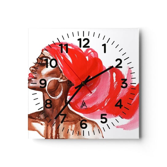 Zegar ścienny - "Jest wiatr, co nozdrza mężczyzny rozchyla" - 30x30cm - Portret Kobiety Kobieca Twarz Abstrakcja - Kwadratowy zegar ścienny - Nowoczeny Stylowy Zegar do salonu do kuchni - Cichy i Modny zegar ARTTOR