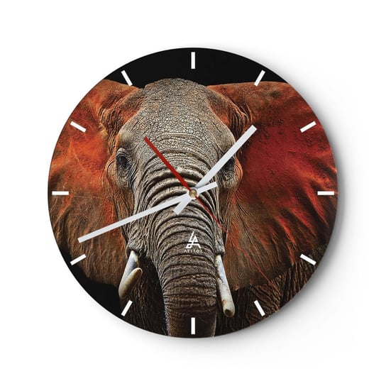 Zegar ścienny - Jestem dziki, a ty? - 30x30cm - Słoń Zwierzęta Afryka - Okrągły zegar na szkle - Nowoczeny Stylowy Zegar do salonu do kuchni - Cichy i Modny zegar ARTTOR
