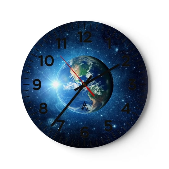 Zegar ścienny - Jesteśmy w niebie - 30x30cm - Kosmos Planet Ziemia Kula Ziemska - Okrągły zegar ścienny - Nowoczeny Stylowy Zegar do salonu do kuchni - Cichy i Modny zegar ARTTOR