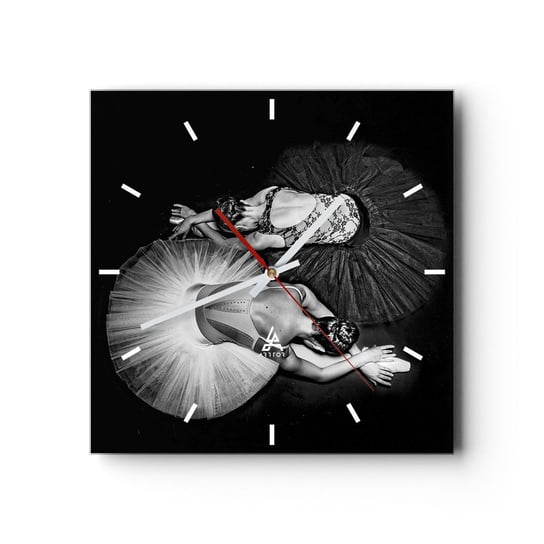 Zegar ścienny - Jin i jang – idealna równowaga - 40x40cm - Baletnica Balet Taniec - Kwadratowy zegar ścienny - Nowoczeny Stylowy Zegar do salonu do kuchni - Cichy i Modny zegar ARTTOR