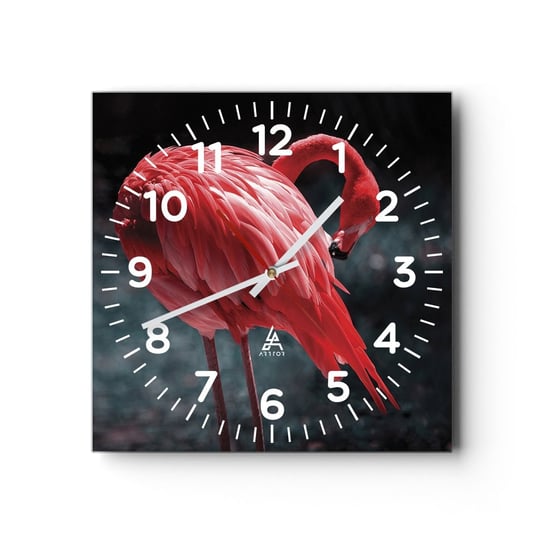 Zegar ścienny - Karmazynowy poemat natury - 30x30cm - Flaming Ptak Natura - Kwadratowy zegar ścienny - Nowoczeny Stylowy Zegar do salonu do kuchni - Cichy i Modny zegar ARTTOR