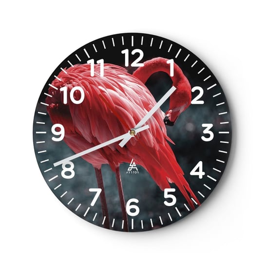 Zegar ścienny - Karmazynowy poemat natury - 40x40cm - Flaming Ptak Natura - Okrągły zegar szklany - Nowoczeny Stylowy Zegar do salonu do kuchni - Cichy i Modny zegar ARTTOR