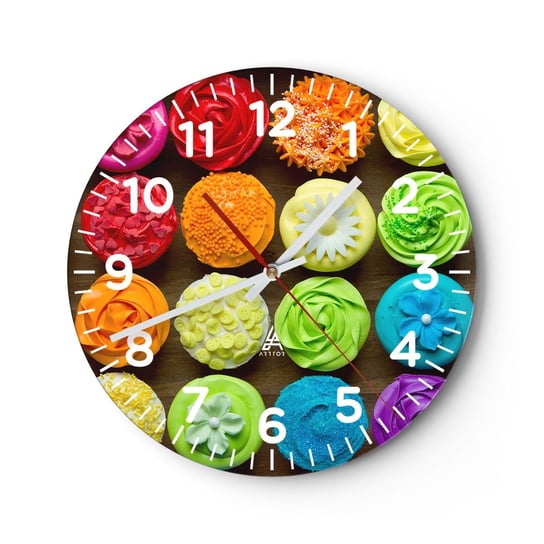 Zegar ścienny - Każde inne - wszystkie pyszne - 30x30cm - Gastronomia Kolorowe Ciasteczka 3D - Okrągły zegar ścienny - Nowoczeny Stylowy Zegar do salonu do kuchni - Cichy i Modny zegar ARTTOR