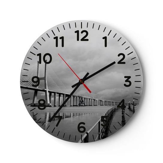 Zegar ścienny - Każdemu co mu się należy - 30x30cm - Most Architektura Krajobraz - Okrągły zegar ścienny - Nowoczeny Stylowy Zegar do salonu do kuchni - Cichy i Modny zegar ARTTOR