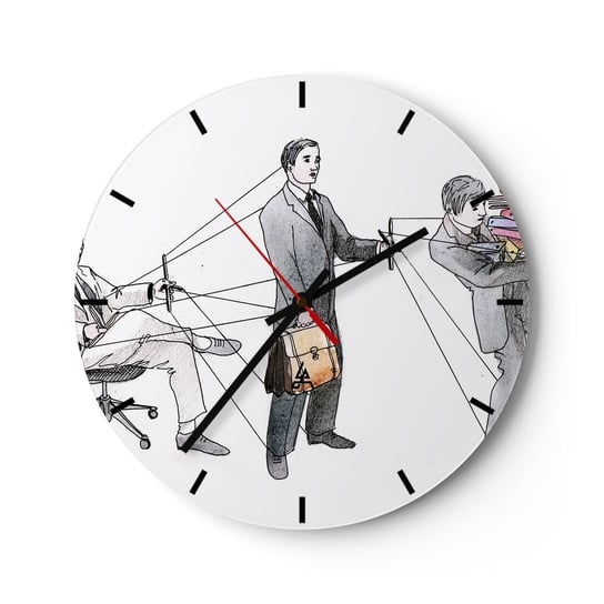 Zegar ścienny - Każdy swego pana ma - 30x30cm - Abstrakcja Mężczyzna Praca - Okrągły zegar na szkle - Nowoczeny Stylowy Zegar do salonu do kuchni - Cichy i Modny zegar ARTTOR