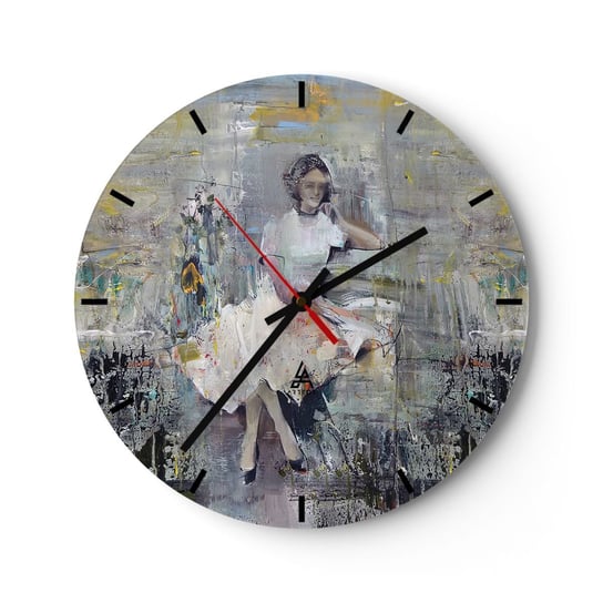 Zegar ścienny - Klasyczna i nowoczesna - 30x30cm - Kobieta Modelka Moda - Okrągły zegar na szkle - Nowoczeny Stylowy Zegar do salonu do kuchni - Cichy i Modny zegar ARTTOR