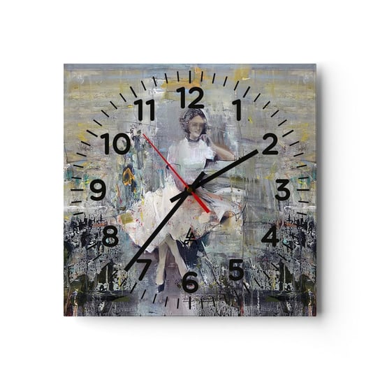Zegar ścienny - Klasyczna i nowoczesna - 40x40cm - Kobieta Modelka Moda - Kwadratowy zegar szklany - Nowoczeny Stylowy Zegar do salonu do kuchni - Cichy i Modny zegar ARTTOR