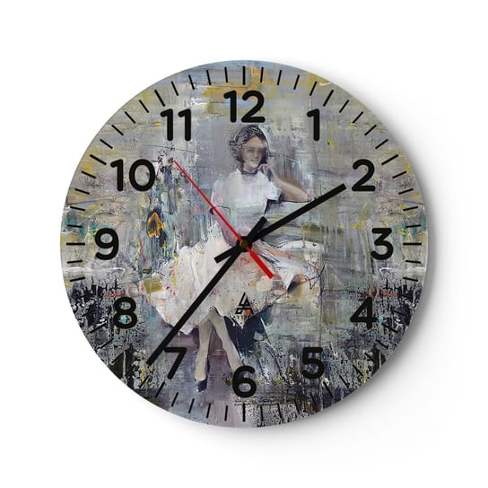 Zegar ścienny - Klasyczna i nowoczesna - 40x40cm - Kobieta Modelka Moda - Okrągły zegar szklany - Nowoczeny Stylowy Zegar do salonu do kuchni - Cichy i Modny zegar ARTTOR