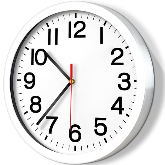 Zegar Ścienny Klasyczny Quartz Cichy Czytelny Biały retoo