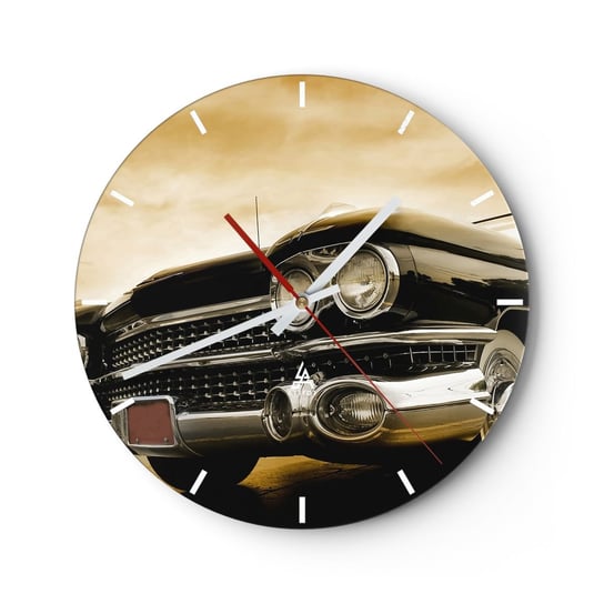 Zegar ścienny - Klasyka nigdy nie przemija - 40x40cm - Samochód Motoryzacja Retro - Okrągły zegar ścienny - Nowoczeny Stylowy Zegar do salonu do kuchni - Cichy i Modny zegar ARTTOR