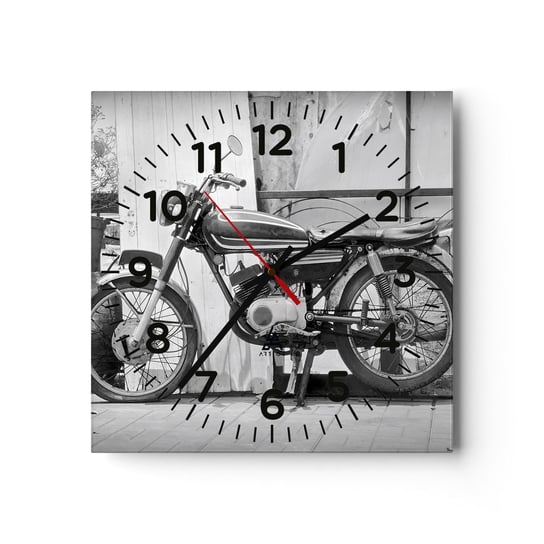 Zegar ścienny - Klasyka ponad wszystko - 30x30cm - Motocykl Vintage Motor Podróż - Kwadratowy zegar ścienny - Nowoczeny Stylowy Zegar do salonu do kuchni - Cichy i Modny zegar ARTTOR