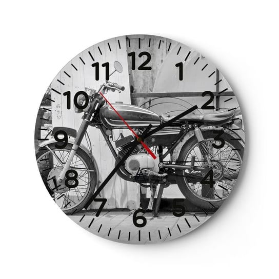 Zegar ścienny - Klasyka ponad wszystko - 30x30cm - Motocykl Vintage Motor Podróż - Okrągły zegar ścienny - Nowoczeny Stylowy Zegar do salonu do kuchni - Cichy i Modny zegar ARTTOR