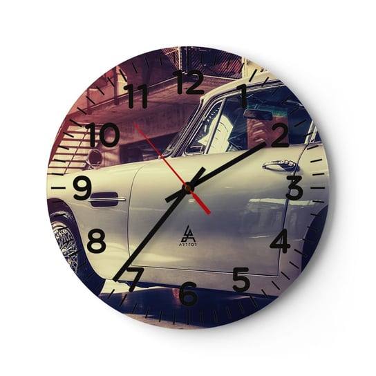 Zegar ścienny - Klasyka się nie starzeje - 30x30cm - Samochód Motoryzacja Vintage - Okrągły zegar ścienny - Nowoczeny Stylowy Zegar do salonu do kuchni - Cichy i Modny zegar ARTTOR