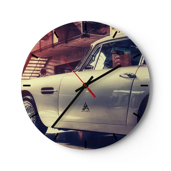 Zegar ścienny - Klasyka się nie starzeje - 40x40cm - Samochód Motoryzacja Vintage - Okrągły zegar ścienny - Nowoczeny Stylowy Zegar do salonu do kuchni - Cichy i Modny zegar ARTTOR