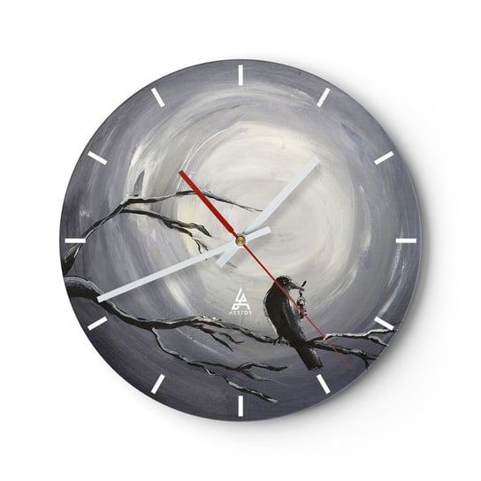 Zegar ścienny - Klucz do tajemnicy nocy - 40x40cm - Abstrakcja Wrona Ptak - Okrągły zegar ścienny - Nowoczeny Stylowy Zegar do salonu do kuchni - Cichy i Modny zegar ARTTOR