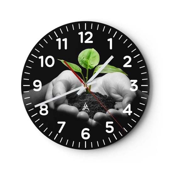 Zegar ścienny - Kocham naturę, chronię ją - 30x30cm - Natura Życie Roślina - Okrągły zegar ścienny - Nowoczeny Stylowy Zegar do salonu do kuchni - Cichy i Modny zegar ARTTOR