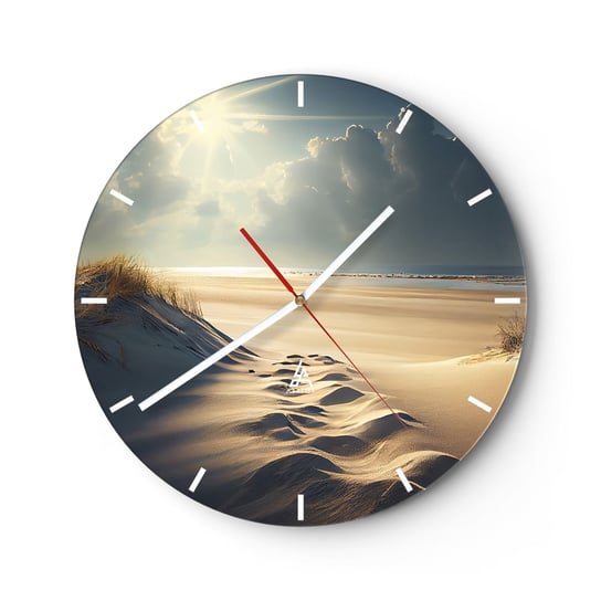 Zegar ścienny - Kojący pejzaż - 40x40cm - Wydmy Plaża Ocean - Okrągły zegar ścienny - Nowoczeny Stylowy Zegar do salonu do kuchni - Cichy i Modny zegar ARTTOR