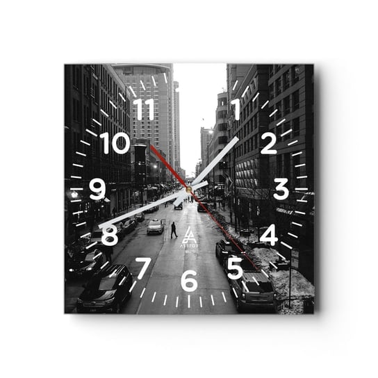 Zegar ścienny - Kolejny dzień jak co dzień - 30x30cm - Miasto Chicago Architektura - Kwadratowy zegar ścienny - Nowoczeny Stylowy Zegar do salonu do kuchni - Cichy i Modny zegar ARTTOR